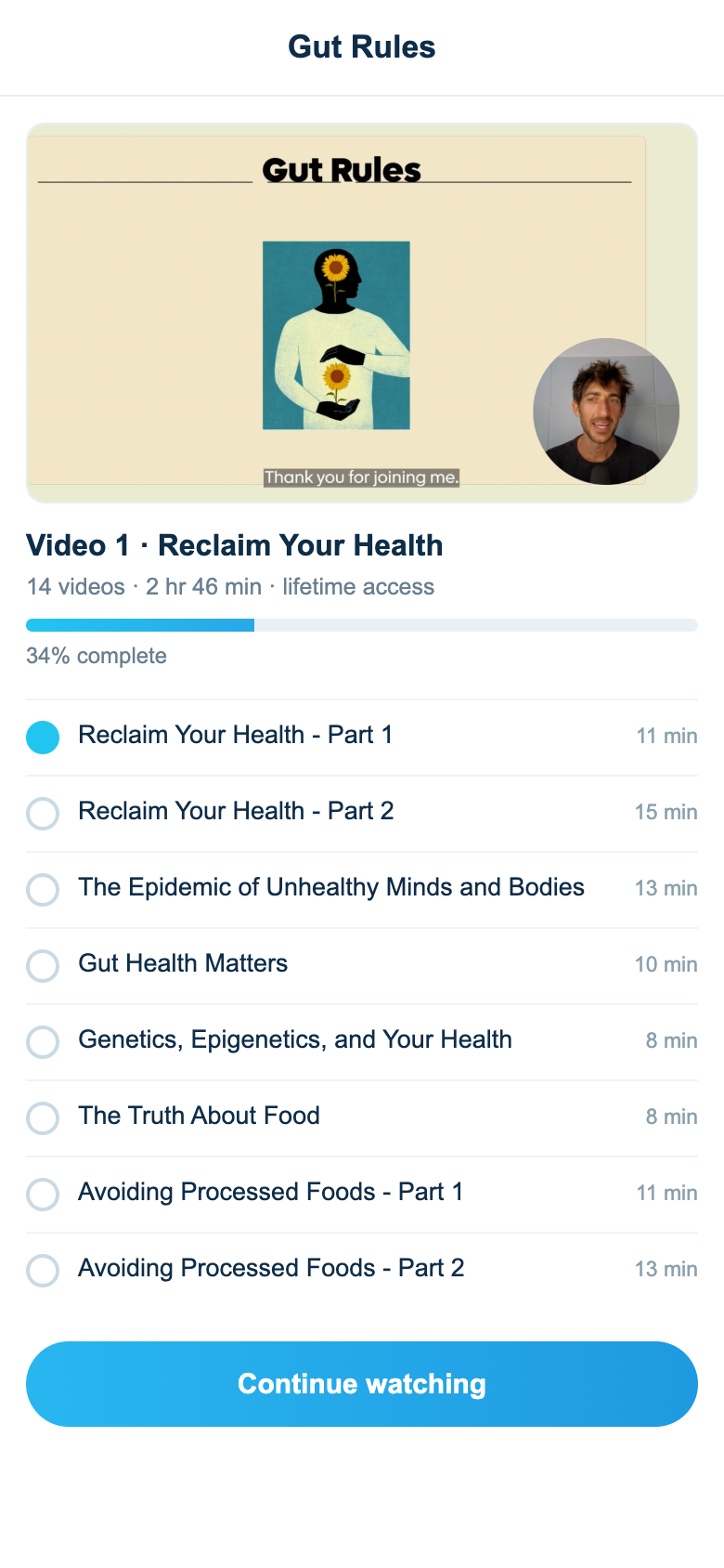 The course on a phone