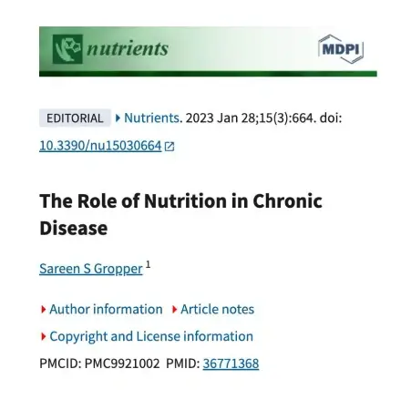 Research paper in Nutrients on the role of nutrition in chronic disease