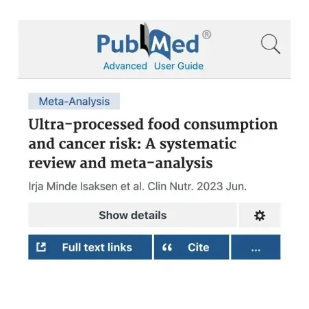 PubMed research on ultra-processed foods and cancer risk