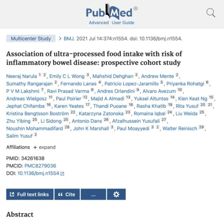 מחקר BMJ ב-PubMed על מזון אולטרה-מעובד והסיכון למחלות מעי דלקתיות